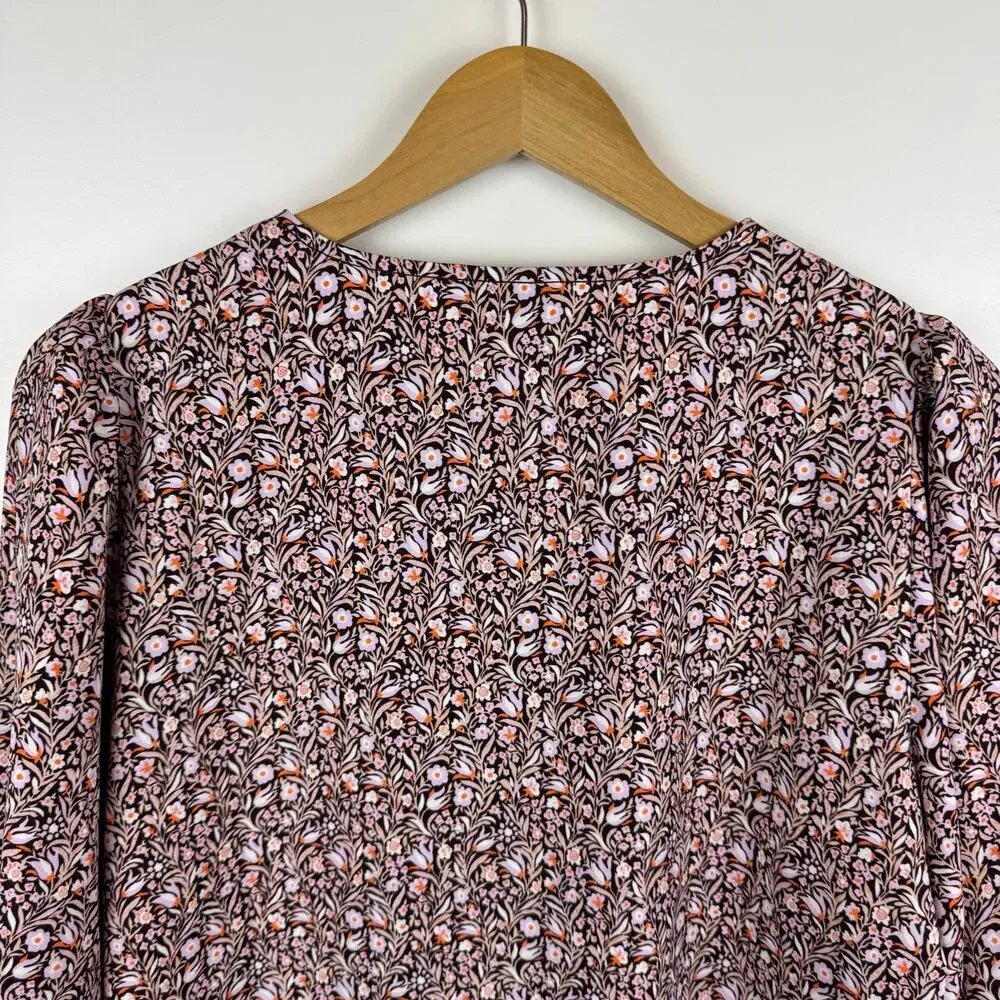 J Crew Womens Puff Sleeve Crepe Top in Floral Flourish Sz S | Feminine‎ Preppy